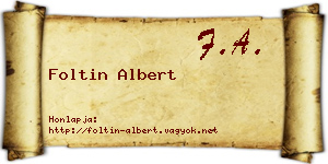 Foltin Albert névjegykártya